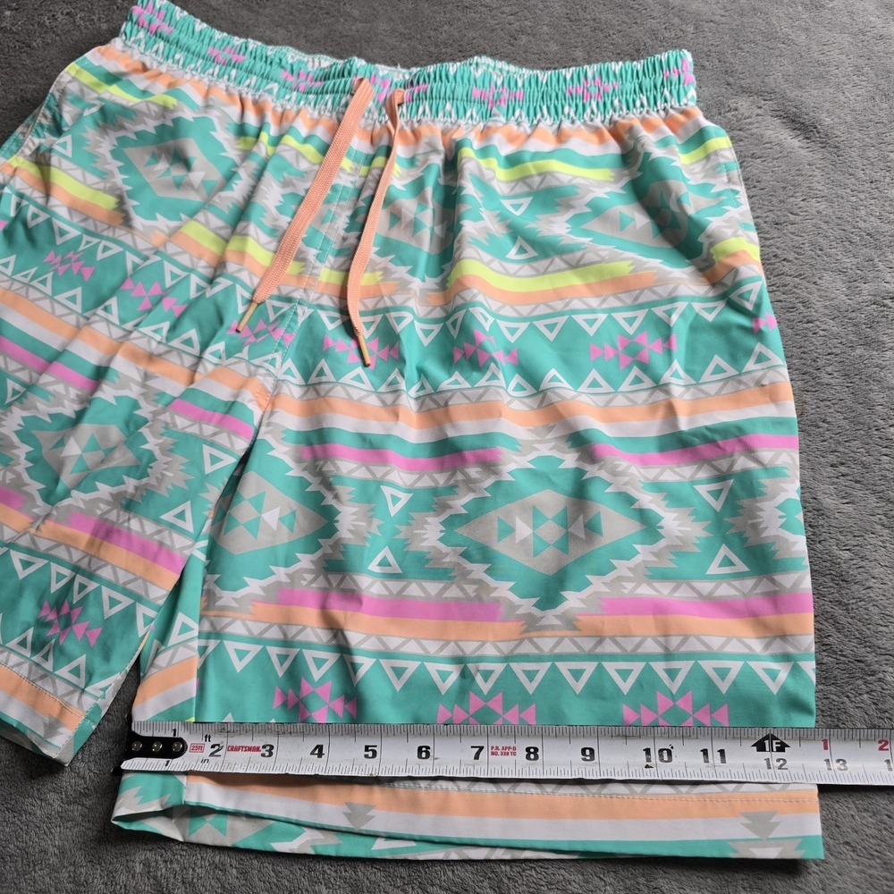 Chubbies Shorts Men's XL Teal Aztec En Fuegos 7" Swim Trunks Lined Drawstring - Picture 5 of 16